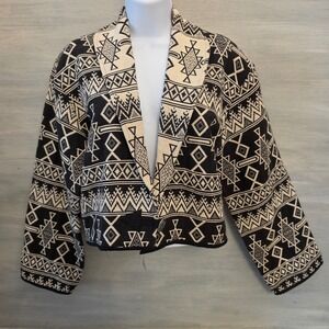 Vintage flashback 100%Cotton Tribal Print One Button Blazer Jacket Medium GC